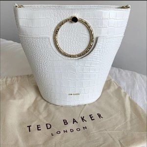 NWT Ted Baker London - Textured Leather Bracelet Handle Bucket Bag in Ivory